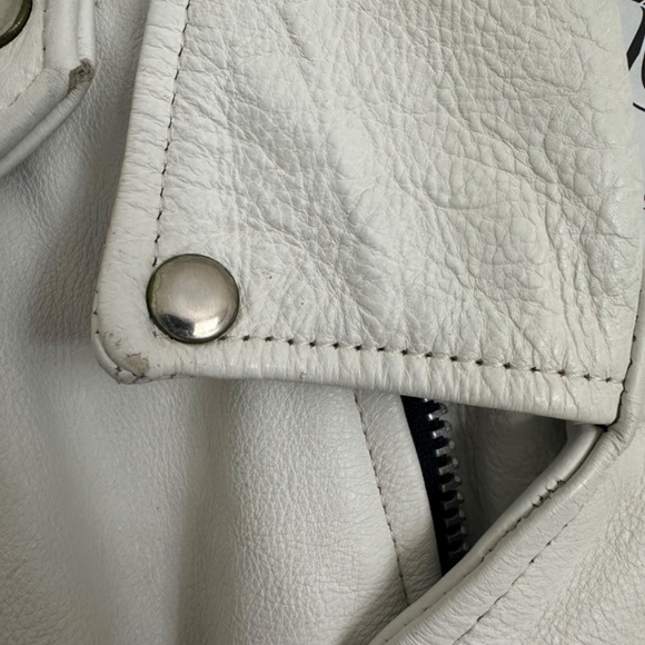 FIRST Genuine Leather White Leather Jacket Men’s Large - Picture 14 of 16